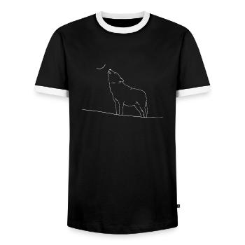 Drawn wolf - Men's Ringer Shirt - black/white - Front - AI Model Female 172 light (172cm) & AI Model Male 178 light (178cm)