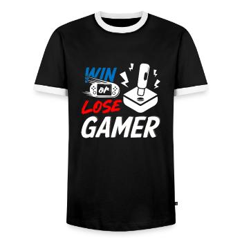 Win or Lose Gamer - Männer Kontrast-T-Shirt - Schwarz/Weiß - Vorne - AI Model Female 172 light (172cm) & AI Model Male 178 light (178cm)