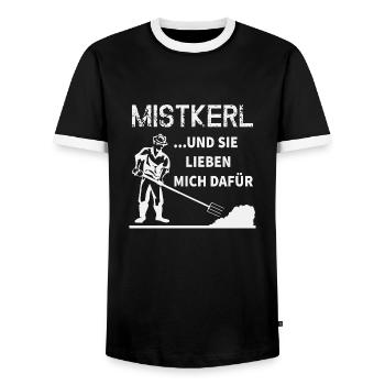 Mistkerl...und sie lieben mich dafür - Männer Kontrast-T-Shirt - Schwarz/Weiß - Vorne - AI Model Female 172 light (172cm) & AI Model Male 178 light (178cm)