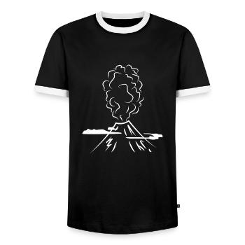 volcano - Men's Ringer Shirt - black/white - Front - AI Model Female 172 light (172cm) & AI Model Male 178 light (178cm)