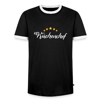 Küchenchef - Männer Kontrast-T-Shirt - Schwarz/Weiß - Vorne - AI Model Female 172 light (172cm) & AI Model Male 178 light (178cm)