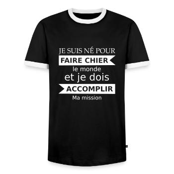 Faire chier - T-shirt contrasté Homme - noir/blanc - Devant - AI Model Female 172 light (172cm) & AI Model Male 178 light (178cm)