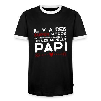 Papi super héros cadeau papy - T-shirt contrasté Homme - noir/blanc - Devant - AI Model Female 172 light (172cm) & AI Model Male 178 light (178cm)