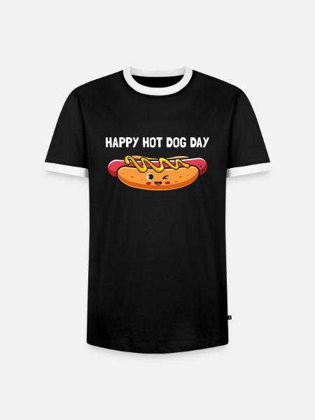 Happy hot dog day - Men's Ringer Shirt - black/white
