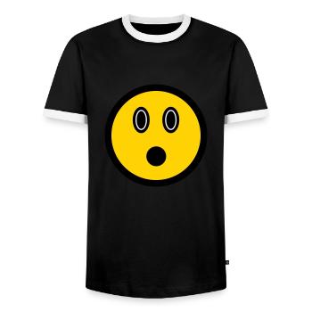 Puzzled Emoticon - Image Symbol - Stroke Face - Men's Ringer Shirt - black/white - Front - AI Model Female 172 light (172cm) & AI Model Male 178 light (178cm)