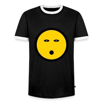 Energyless Emoticon - Image Symbol - Line Face - Men's Ringer Shirt - black/white - Front - AI Model Female 172 light (172cm) & AI Model Male 178 light (178cm)