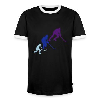 rink hockey silhouette player6 animation - T-shirt contrasté Homme - noir/blanc - Devant - AI Model Female 172 light (172cm) & AI Model Male 178 light (178cm)