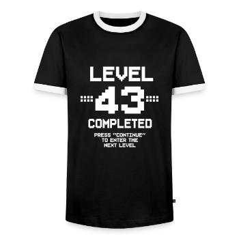 43 Birthday Gamer Niveau 43 Complet - T-shirt contrasté Homme - noir/blanc - Devant - AI Model Female 172 light (172cm) & AI Model Male 178 light (178cm)