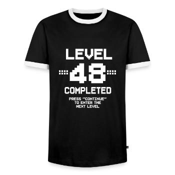 48 Birthday Gamer Level 48 Complete - Men's Ringer Shirt - black/white - Front - AI Model Female 172 light (172cm) & AI Model Male 178 light (178cm)