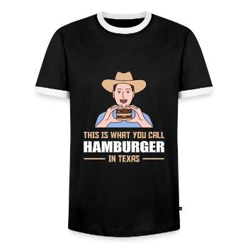 Hamburger in Texas Design für stolze Texaner - Männer Kontrast-T-Shirt - Schwarz/Weiß - Vorne - AI Model Female 172 light (172cm) & AI Model Male 178 light (178cm)