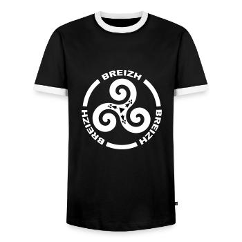 Breizh Triskel - T-shirt contrasté Homme - noir/blanc - Devant - AI Model Female 172 light (172cm) & AI Model Male 178 light (178cm)