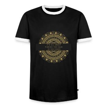 It's all about finding the calm in the chaos - Men's Ringer Shirt - black/white - Front - AI Model Female 172 light (172cm) & AI Model Male 178 light (178cm)