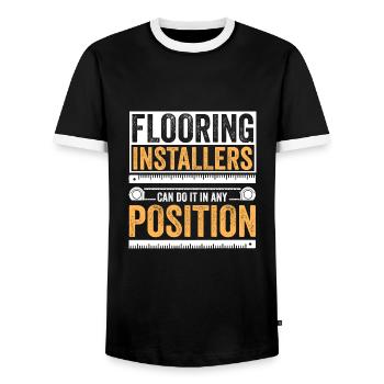 Les installateurs de revêtements de sol peuvent le faire dans n’importe quelle position - T-shirt contrasté Homme - noir/blanc - Devant - AI Model Female 172 light (172cm) & AI Model Male 178 light (178cm)