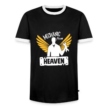 Mechanic From Heaven - Männer Kontrast-T-Shirt - Schwarz/Weiß - Vorne - AI Model Female 172 light (172cm) & AI Model Male 178 light (178cm)