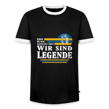 Braunschweig Fußball Aufstieg 2022 - Männer Kontrast-T-Shirt - Schwarz/Weiß - Vorne - AI Model Female 172 light (172cm) & AI Model Male 178 light (178cm)