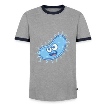 MICROBIOLOGIST: Sweet bacteria - Men's Ringer Shirt - grey/navy  - Front - AI Model Female 172 light (172cm) & AI Model Male 178 light (178cm)