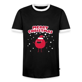 Funny Santa Claus - Merry Christmas - Men's Ringer Shirt - black/white - Front - AI Model Female 172 light (172cm) & AI Model Male 178 light (178cm)