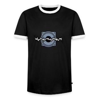 woofer bass techno beat box hip hop music sound - Men's Ringer Shirt - black/white - Front - AI Model Female 172 light (172cm) & AI Model Male 178 light (178cm)