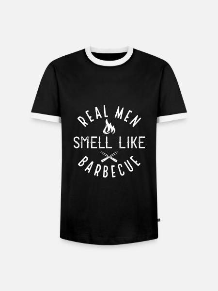 Echte Männer riechen wie Barbecue - Männer Kontrast-T-Shirt - Schwarz/Weiß