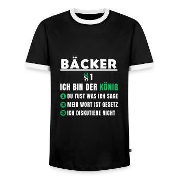 Cadeau de boulanger - je suis le roi - T-shirt contrasté Homme - noir/blanc - Devant - AI Model Female 172 light (172cm) & AI Model Male 178 light (178cm)