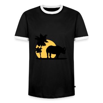 Nashorn - Afrika - Rhino - Africa - Männer Kontrast-T-Shirt - Schwarz/Weiß - Vorne - AI Model Female 172 light (172cm) & AI Model Male 178 light (178cm)