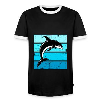 Delphin Ozean Meeres Walfisch Delphin - Männer Kontrast-T-Shirt - Schwarz/Weiß - Vorne - AI Model Female 172 light (172cm) & AI Model Male 178 light (178cm)