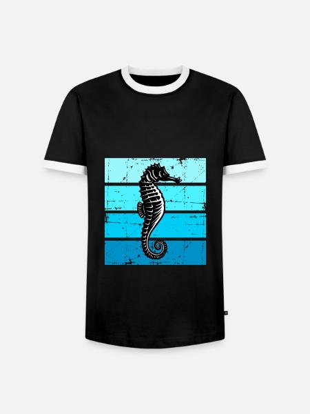 Seepferdchen Meereslebewesen Seepferd - Männer Kontrast-T-Shirt - Schwarz/Weiß