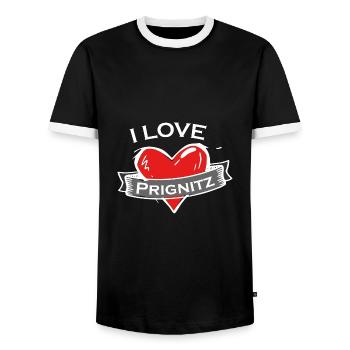 Prignitz - Ich liebe Stadtnamen in Tattoo Stil - Männer Kontrast-T-Shirt - Schwarz/Weiß - Vorne - AI Model Female 172 light (172cm) & AI Model Male 178 light (178cm)