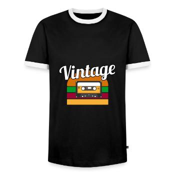 Vintage casette - T-shirt contrasté Homme - noir/blanc - Devant - AI Model Female 172 light (172cm) & AI Model Male 178 light (178cm)