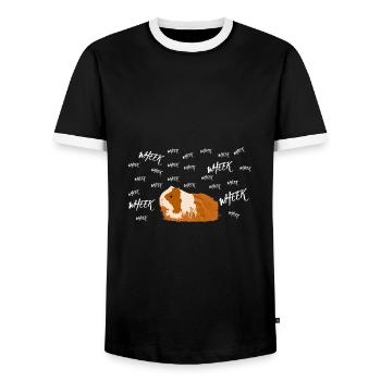 Wheek Wheek Wheek Meerschweinchen Süß Haustier - Männer Kontrast-T-Shirt - Schwarz/Weiß - Vorne - AI Model Female 172 light (172cm) & AI Model Male 178 light (178cm)