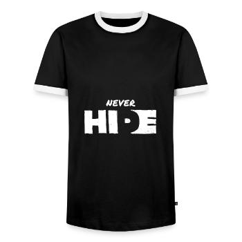 Mut – Für die, die den ersten Schritt wagen - Männer Kontrast-T-Shirt - Schwarz/Weiß - Vorne - AI Model Female 172 light (172cm) & AI Model Male 178 light (178cm)