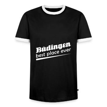 Büdingen - Stadt best place ever - Männer Kontrast-T-Shirt - Schwarz/Weiß - Vorne - AI Model Female 172 light (172cm) & AI Model Male 178 light (178cm)