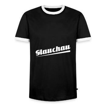 Glauchau - Textdesign mit Stadtnamen - Männer Kontrast-T-Shirt - Schwarz/Weiß - Vorne - AI Model Female 172 light (172cm) & AI Model Male 178 light (178cm)