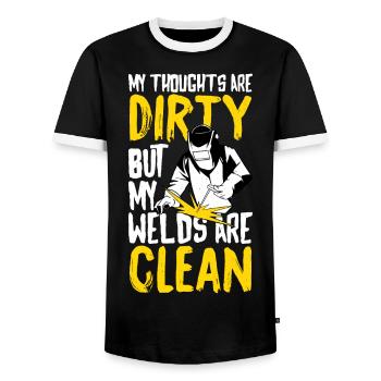 welding welding - Men's Ringer Shirt - black/white - Front - AI Model Female 172 light (172cm) & AI Model Male 178 light (178cm)
