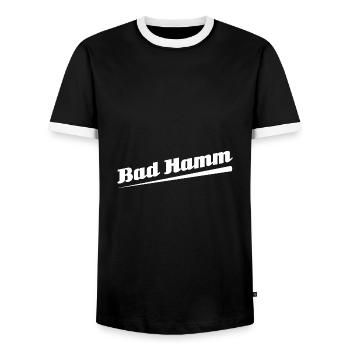 Bad Hamm - Textdesign mit Stadtnamen - Männer Kontrast-T-Shirt - Schwarz/Weiß - Vorne - AI Model Female 172 light (172cm) & AI Model Male 178 light (178cm)