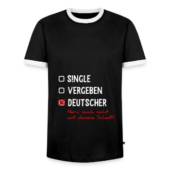 Deutscher lustiger frecher Spruch zum ankreuzen - Männer Kontrast-T-Shirt - Schwarz/Weiß - Vorne - AI Model Female 172 light (172cm) & AI Model Male 178 light (178cm)