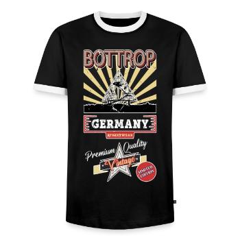 Bottrop Deutschland Stadt Skyline Vintage Retro - Männer Kontrast-T-Shirt - Schwarz/Weiß - Vorne - AI Model Female 172 light (172cm) & AI Model Male 178 light (178cm)