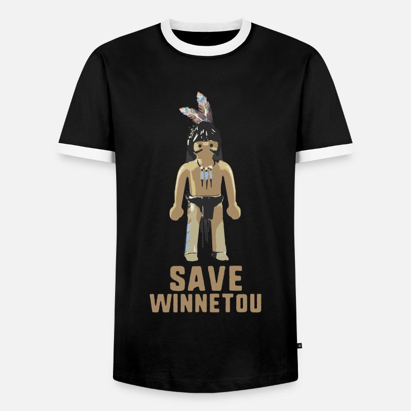save winnetou,winnetou,indian,comic - Men's Ringer Shirt - black/white