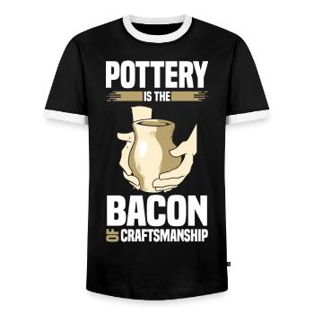 poterie | Poterie Céramique Hobby Art Cadeaux - T-shirt contrasté Homme - noir/blanc - Devant - AI Model Female 172 light (172cm) & AI Model Male 178 light (178cm)