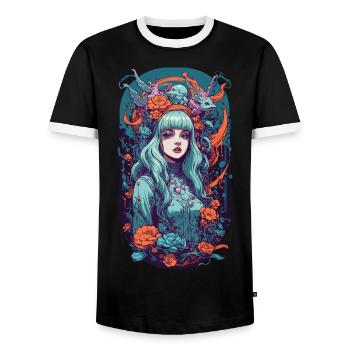 Fille gothique Pastel E-Girl Fantasy Design - T-shirt contrasté Homme - noir/blanc - Devant - AI Model Female 172 light (172cm) & AI Model Male 178 light (178cm)
