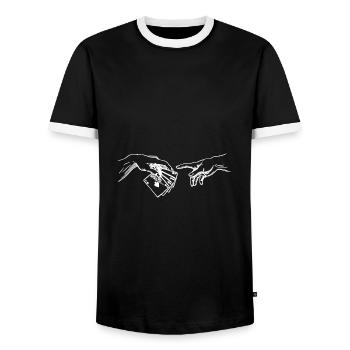 Card Player Creation Adams Playing Cards - Men's Ringer Shirt - black/white - Front - AI Model Female 172 light (172cm) & AI Model Male 178 light (178cm)