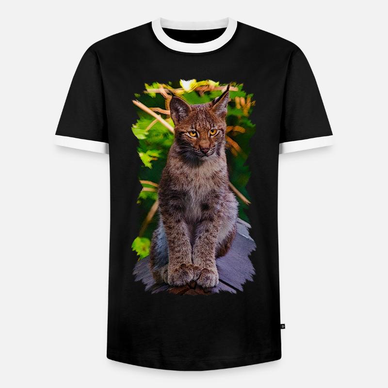 Luchs - Männer Kontrast-T-Shirt - Schwarz/Weiß