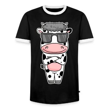 coole Kuh mit Sonnenbrille - Männer Kontrast-T-Shirt - Schwarz/Weiß - Vorne - AI Model Female 172 light (172cm) & AI Model Male 178 light (178cm)