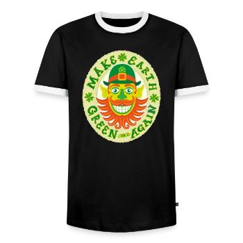 Portrait de lutin hipster de Saint-Patrick - T-shirt contrasté Homme - noir/blanc - Devant - AI Model Female 172 light (172cm) & AI Model Male 178 light (178cm)