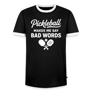 Pickleball Passion | Joueur et Humour Sportif - T-shirt contrasté Homme - noir/blanc - Devant - AI Model Female 172 light (172cm) & AI Model Male 178 light (178cm)