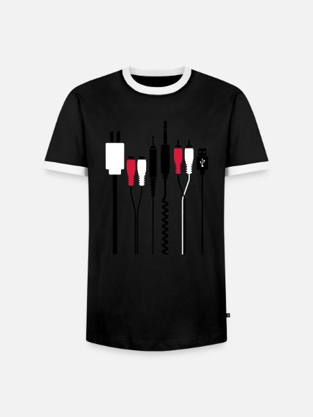 Audio et connecteurs d'alimentation - T-shirt contrasté Homme - noir/blanc