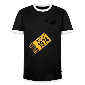 Anniversaire T-shirt 1974 - T-shirt contrasté Homme - noir/blanc - Devant - AI Model Female 172 light (172cm) & AI Model Male 178 light (178cm)