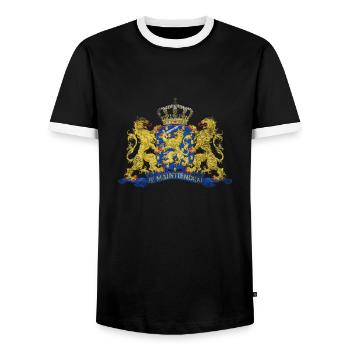 Manteau néerlandais des Pays-Bas Symbole - T-shirt contrasté Homme - noir/blanc - Devant - AI Model Female 172 light (172cm) & AI Model Male 178 light (178cm)