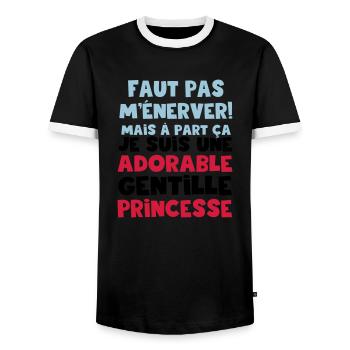 une adorable gentille princesse - T-shirt contrasté Homme - noir/blanc - Devant - AI Model Female 172 light (172cm) & AI Model Male 178 light (178cm)
