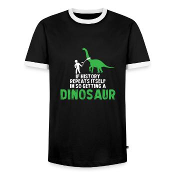 Ich möchte ein Dino sein Geschenk Tier tot - Männer Kontrast-T-Shirt - Schwarz/Weiß - Vorne - AI Model Female 172 light (172cm) & AI Model Male 178 light (178cm)